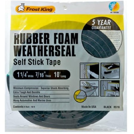 THERMWELL PRODUCTS Thermwell R516H 1.25 x 0.44 in. Black Foam Weather-Strip Tape 174425